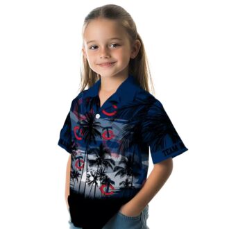 MLB Minnesota Twins Sunset Tropical Hawaiian Shirt - Custom Navy Black Beach Shirt for Men