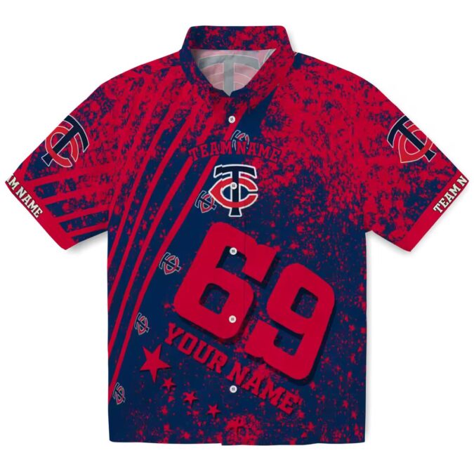 Personalized MLB Minnesota Twins Hawaiian Shirt - Navy Star Stripes for Game Day & Vacation