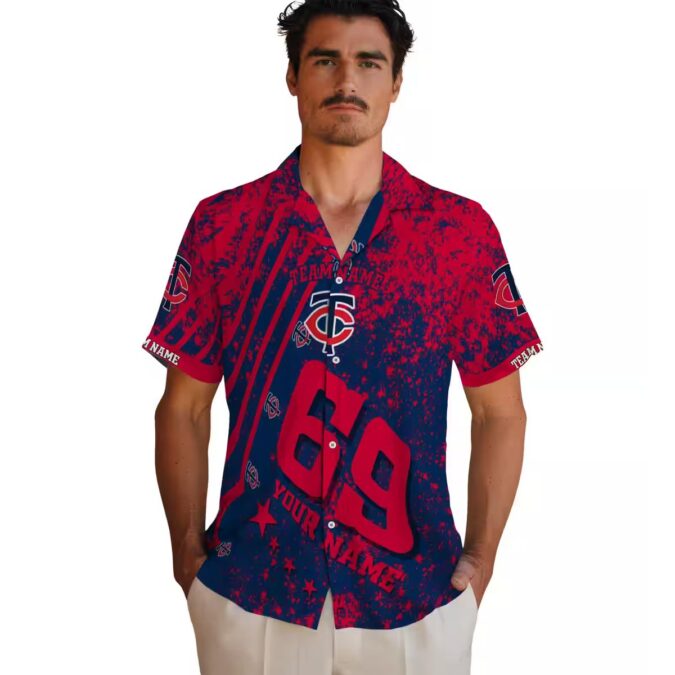Personalized MLB Minnesota Twins Hawaiian Shirt - Navy Star Stripes for Game Day & Vacation