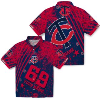 Personalized MLB Minnesota Twins Hawaiian Shirt - Navy Star Stripes for Game Day & Vacation