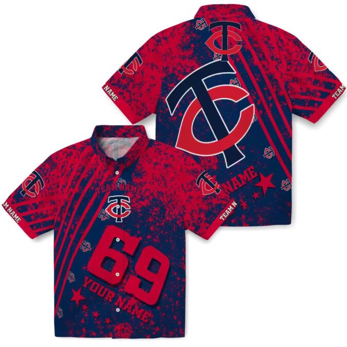 Personalized MLB Minnesota Twins Hawaiian Shirt - Navy Star Stripes for Game Day & Vacation