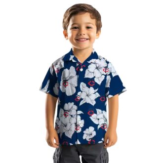 Shop Minnesota Twins Hibiscus Blooms Hawaiian Shirt - MLB Navy & White Aloha Gear