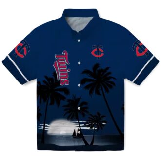 Trendy Minnesota Twins Sunset Beach Shirt - Navy Black Hawaiian Shirt for MLB Fans