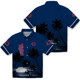 Trendy Minnesota Twins Sunset Beach Shirt - Navy Black Hawaiian Shirt for MLB Fans