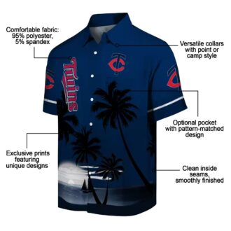 Trendy Minnesota Twins Sunset Beach Shirt - Navy Black Hawaiian Shirt for MLB Fans