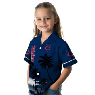 Trendy Minnesota Twins Sunset Beach Shirt - Navy Black Hawaiian Shirt for MLB Fans
