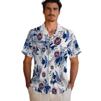 Botanical Floral New York Mets Blue White Hawaiian Shirt - Cool Gift for Baseball Fans 2025