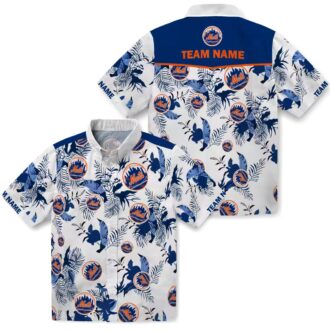 Botanical Floral New York Mets Blue White Hawaiian Shirt - Cool Gift for Baseball Fans 2025