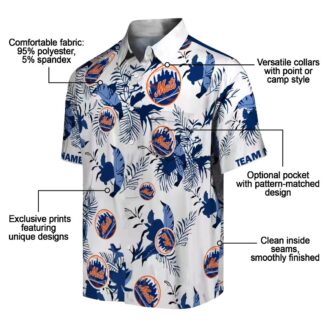 Botanical Floral New York Mets Blue White Hawaiian Shirt - Cool Gift for Baseball Fans 2025