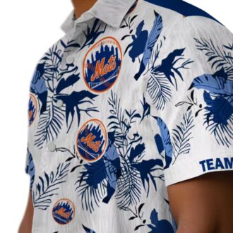 Botanical Floral New York Mets Blue White Hawaiian Shirt - Cool Gift for Baseball Fans 2025