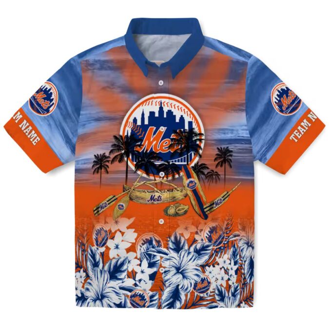 Custom New York Mets Hawaiian Shirt - Tropical Canoe Blue for Summer & Beach Fans