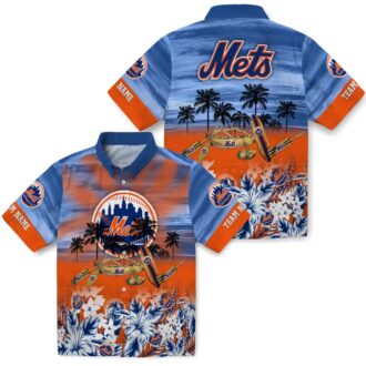 Custom New York Mets Hawaiian Shirt - Tropical Canoe Blue for Summer & Beach Fans