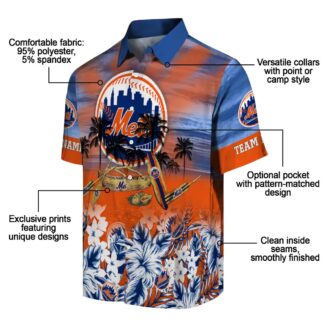 Custom New York Mets Hawaiian Shirt - Tropical Canoe Blue for Summer & Beach Fans