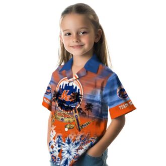 Custom New York Mets Hawaiian Shirt - Tropical Canoe Blue for Summer & Beach Fans
