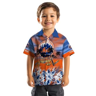 Custom New York Mets Hawaiian Shirt - Tropical Canoe Blue for Summer & Beach Fans