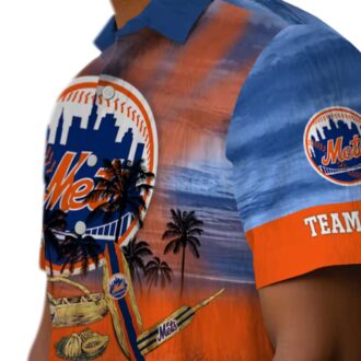 Custom New York Mets Hawaiian Shirt - Tropical Canoe Blue for Summer & Beach Fans