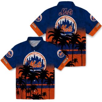 Custom New York Mets Sunset Pattern Hawaiian Shirt - MLB Fan Beach Shirt for Summer 2025