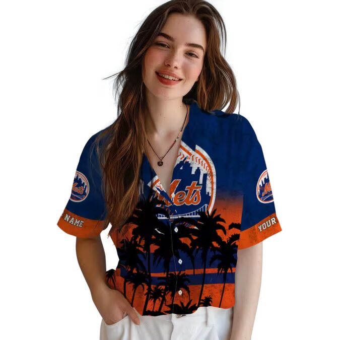 Custom New York Mets Sunset Pattern Hawaiian Shirt - MLB Fan Beach Shirt for Summer 2025
