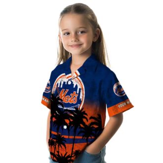 Custom New York Mets Sunset Pattern Hawaiian Shirt - MLB Fan Beach Shirt for Summer 2025