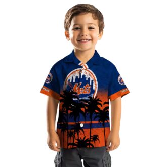 Custom New York Mets Sunset Pattern Hawaiian Shirt - MLB Fan Beach Shirt for Summer 2025