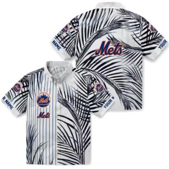 Men's New York Mets Hawaiian Shirt - MLB Blue Black Palm Stripes for Vacation & Game Day