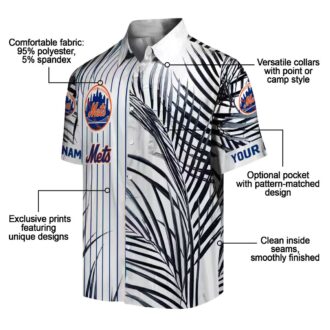 Men's New York Mets Hawaiian Shirt - MLB Blue Black Palm Stripes for Vacation & Game Day