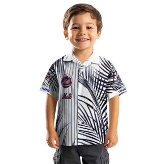 Men's New York Mets Hawaiian Shirt - MLB Blue Black Palm Stripes for Vacation & Game Day