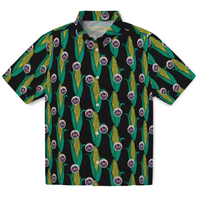 MLB New York Mets Black & Green Hawaiian Shirt - Tropical Summer Button Up for Mets Fans