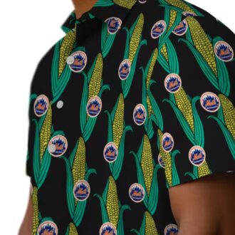 MLB New York Mets Black & Green Hawaiian Shirt - Tropical Summer Button Up for Mets Fans