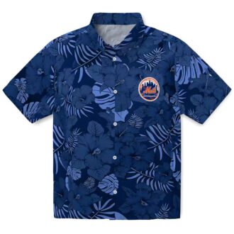 MLB New York Mets Blue Hawaiian Shirt - Jungle Vibes Floral Aloha Shirt for Summer