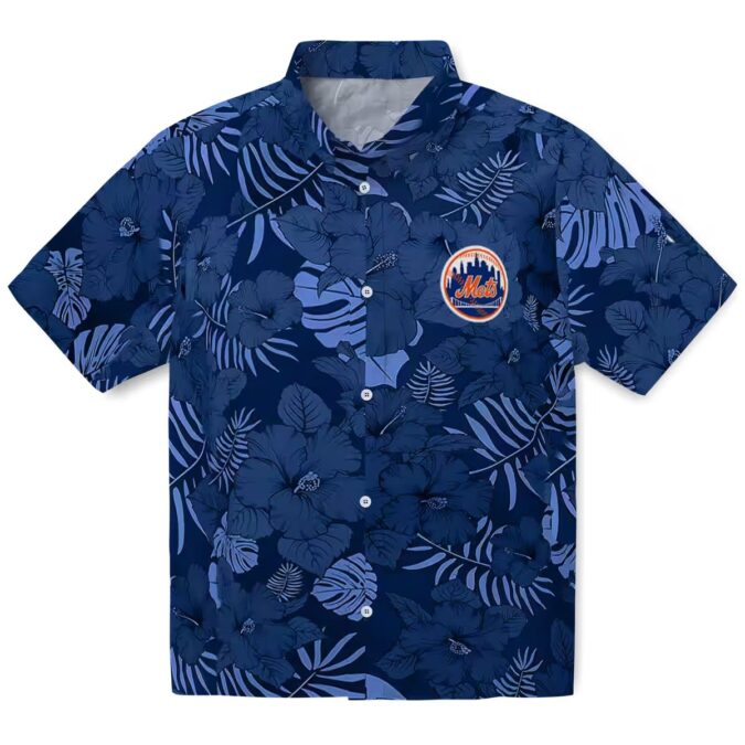 MLB New York Mets Blue Hawaiian Shirt - Jungle Vibes Floral Aloha Shirt for Summer