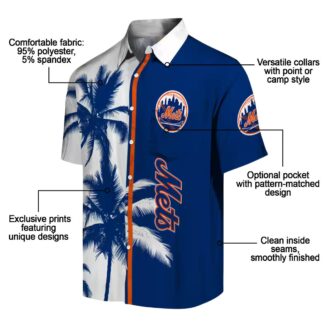 MLB New York Mets Palm Tree Hawaiian Shirt - Floral Blue White Aloha Shirt for Fans