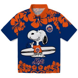 MLB New York Mets Snoopy Surf Blue Hawaiian Shirt - Perfect for Beach & Summer Vacation