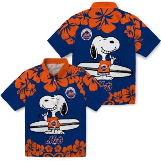 MLB New York Mets Snoopy Surf Blue Hawaiian Shirt - Perfect for Beach & Summer Vacation