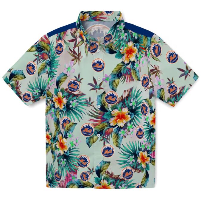 MLB New York Mets Tropical Foliage Hawaiian Shirt - Summer Vacation Shirt for Men & Women