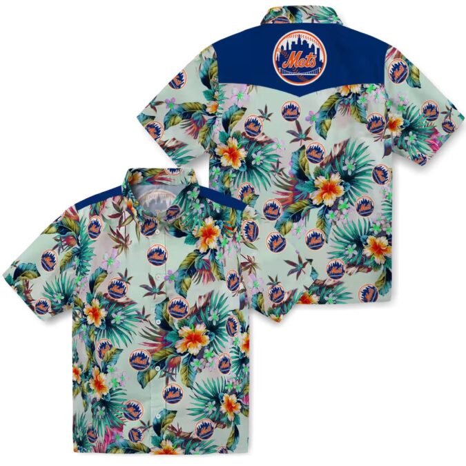 MLB New York Mets Tropical Foliage Hawaiian Shirt - Summer Vacation Shirt for Men & Women