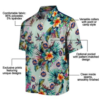 MLB New York Mets Tropical Foliage Hawaiian Shirt - Summer Vacation Shirt for Men & Women