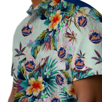 MLB New York Mets Tropical Foliage Hawaiian Shirt - Summer Vacation Shirt for Men & Women