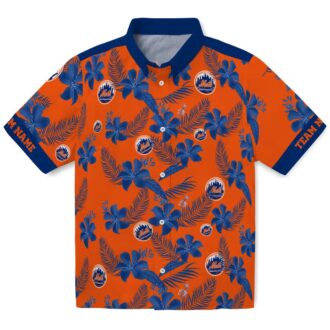 MLB New York Mets Tropical Orange Hawaiian Shirt for Men - Botanical Print Theme Apparel