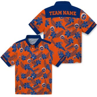 MLB New York Mets Tropical Orange Hawaiian Shirt for Men - Botanical Print Theme Apparel