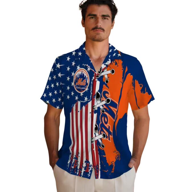 MLB Team New York Mets Flag USA Hawaiian Shirt - Perfect for Summer Beach & Vacation