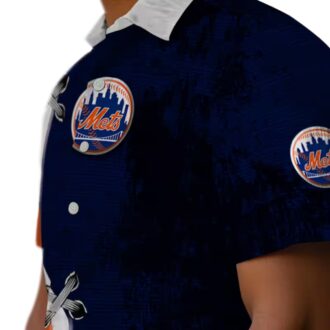 New York Mets Edgy Streaks Hawaiian Shirt - Custom Blue & White Beach Shirt for Baseball Fans