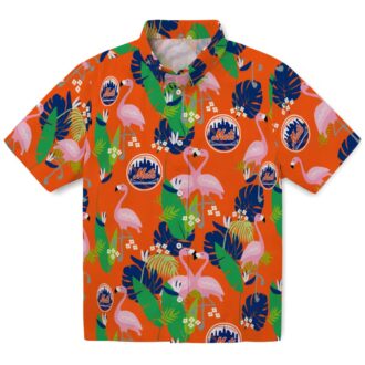 New York Mets Flamingo Foliage Hawaiian Shirt - MLB Tropical Shirt for Fans and Summer