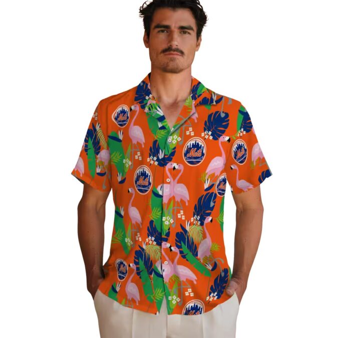 New York Mets Flamingo Foliage Hawaiian Shirt - MLB Tropical Shirt for Fans and Summer