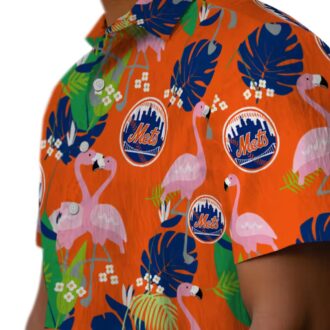 New York Mets Flamingo Foliage Hawaiian Shirt - MLB Tropical Shirt for Fans and Summer