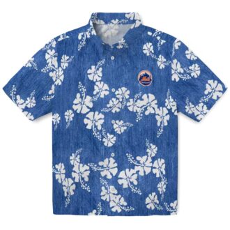 New York Mets Floral Clusters Hawaiian Shirt - Vibrant Hibiscus Tropical Shirt for MLB Fans