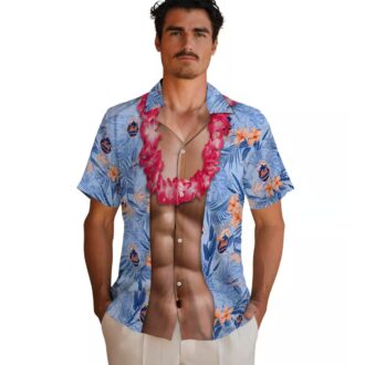 New York Mets Funny Chest Illusion Aloha Shirt - Blue MLB Hawaiian Shirt for Summer & Vacation