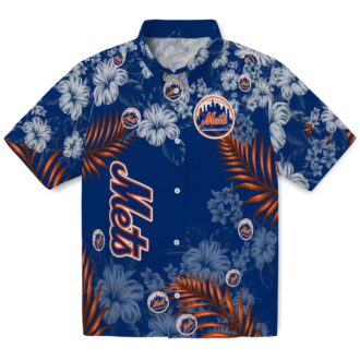 New York Mets Hibiscus Print Hawaiian Shirt - MLB Fan Tropical Beach Shirt for Summer