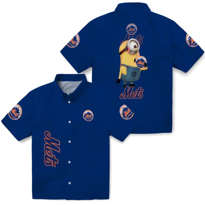 New York Mets Stuart Minion Hawaiian Shirt - Tropical Blue MLB Fan Gear for Vacation