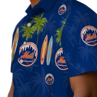 New York Mets Surfboard Palm Blue Hawaiian Shirt - Perfect for Summer, Beach & MLB Fans